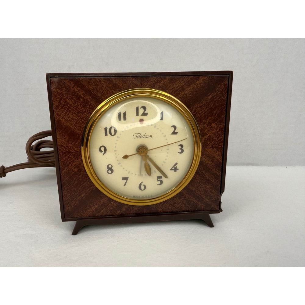 Vtg 1950's Telechron General Electric "Telegrain" Model #7HA201 Deck Clock WORKS